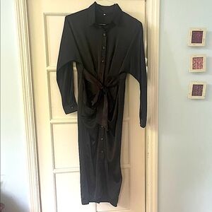 Elegant Black Button-Down Dress